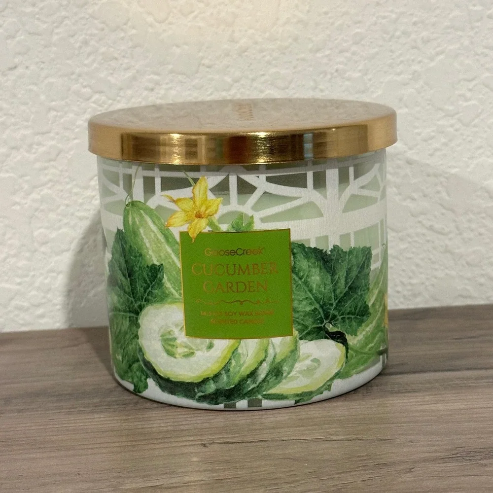 Goose Creek Cucumber Garden 3-Wick Scented Candle 14.5 oz Soy Wax Blend New